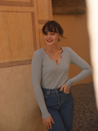 BLUZKA BOULANGERIE BŁĘKITNA