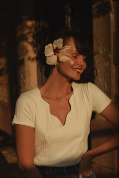 BLUZKA BOULANGERIE KREMOWA KRÓTKI RĘKAW