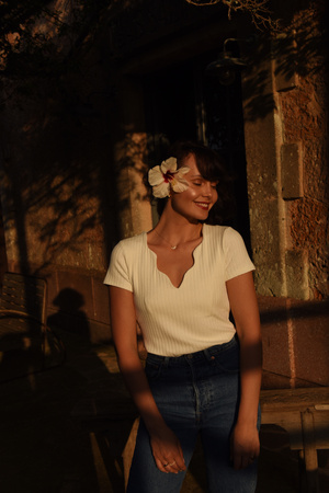 BLUZKA BOULANGERIE KREMOWA KRÓTKI RĘKAW